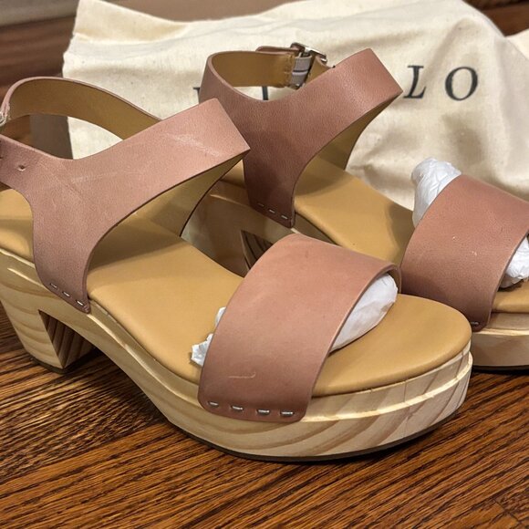 NISOLO leather All-day Open Toe Clog Anthropologie desert rose size 7 New In Box - Picture 8 of 9